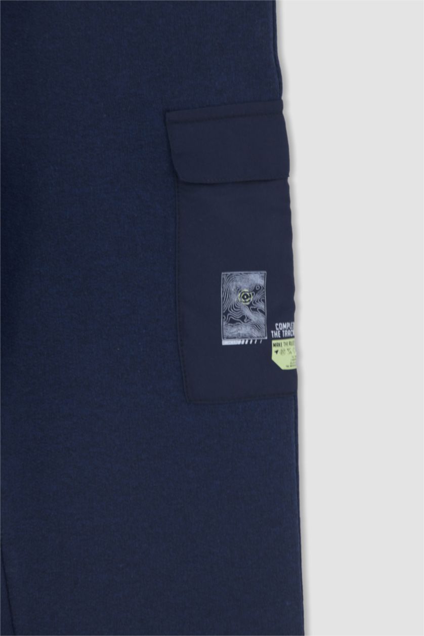 BOYS & TEENS Dark Blue Boys Cargo Pocket Tracksuit Bottoms