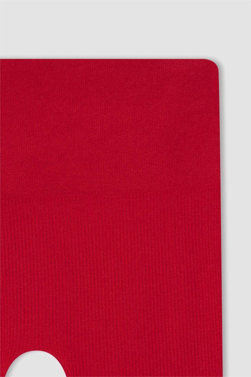 Женщины Красный Спортивные леггинсы в рубчик стандартного кроя с высокой талией без швов, Коллекция Defacto Fit