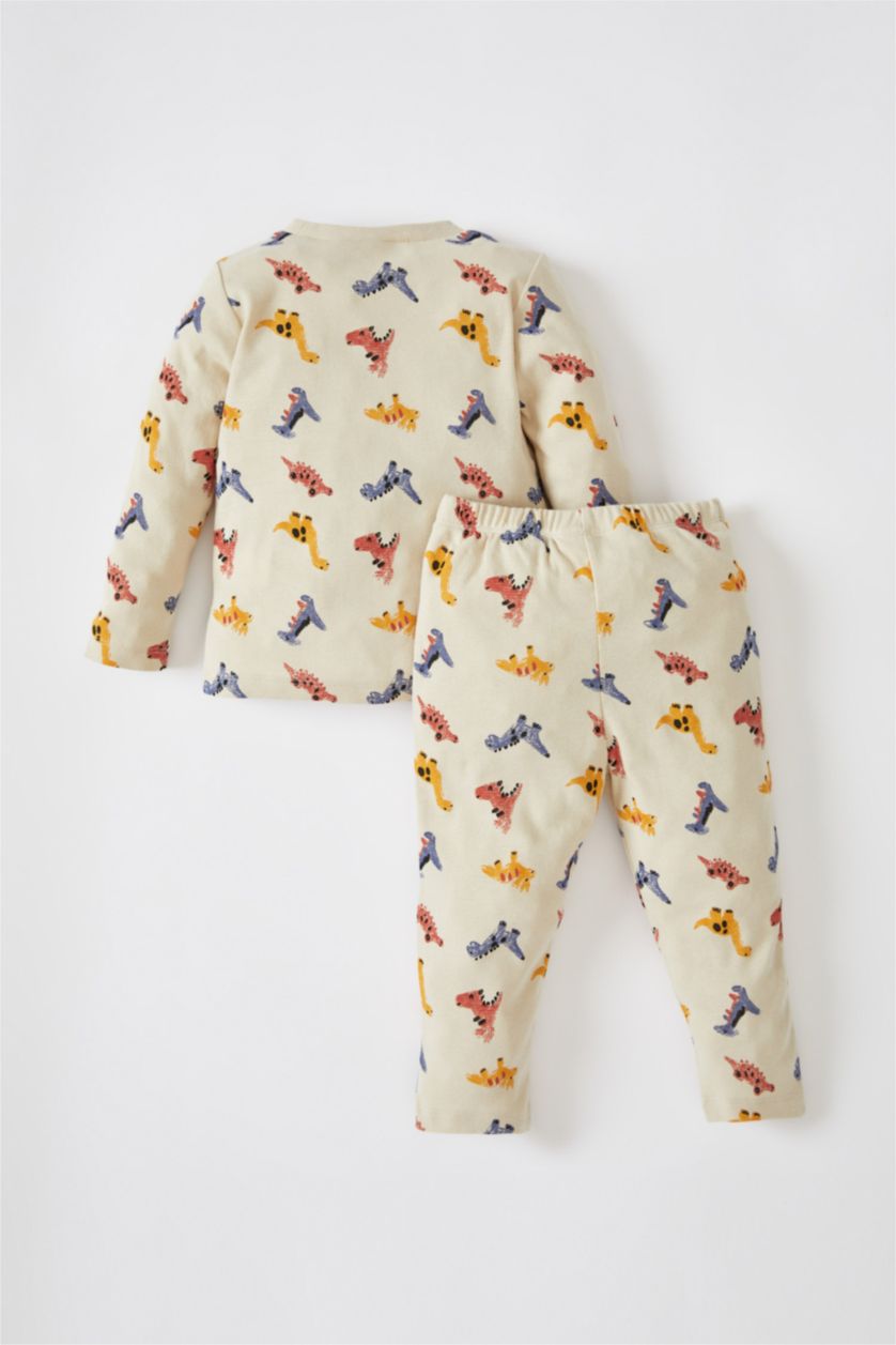 BÉBÉ GARÇON Beige Ensemble de pyjama en coton biologique à manches longues et col rond à motifs animaux pour bébé garçon