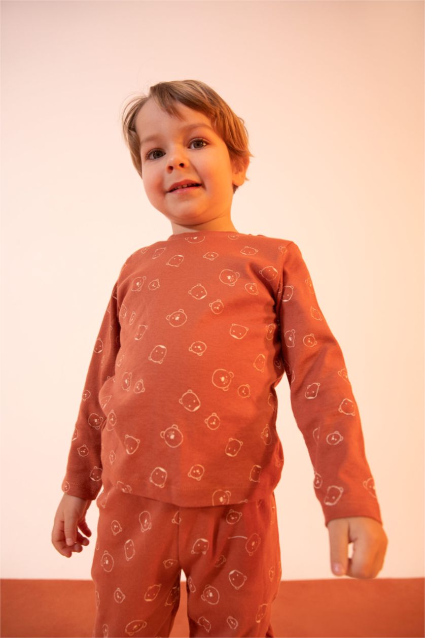 BÉBÉ GARÇON Orange Foncé Ensemble de pyjama en coton biologique à manches longues et à motifs animaux pour bébé garçon