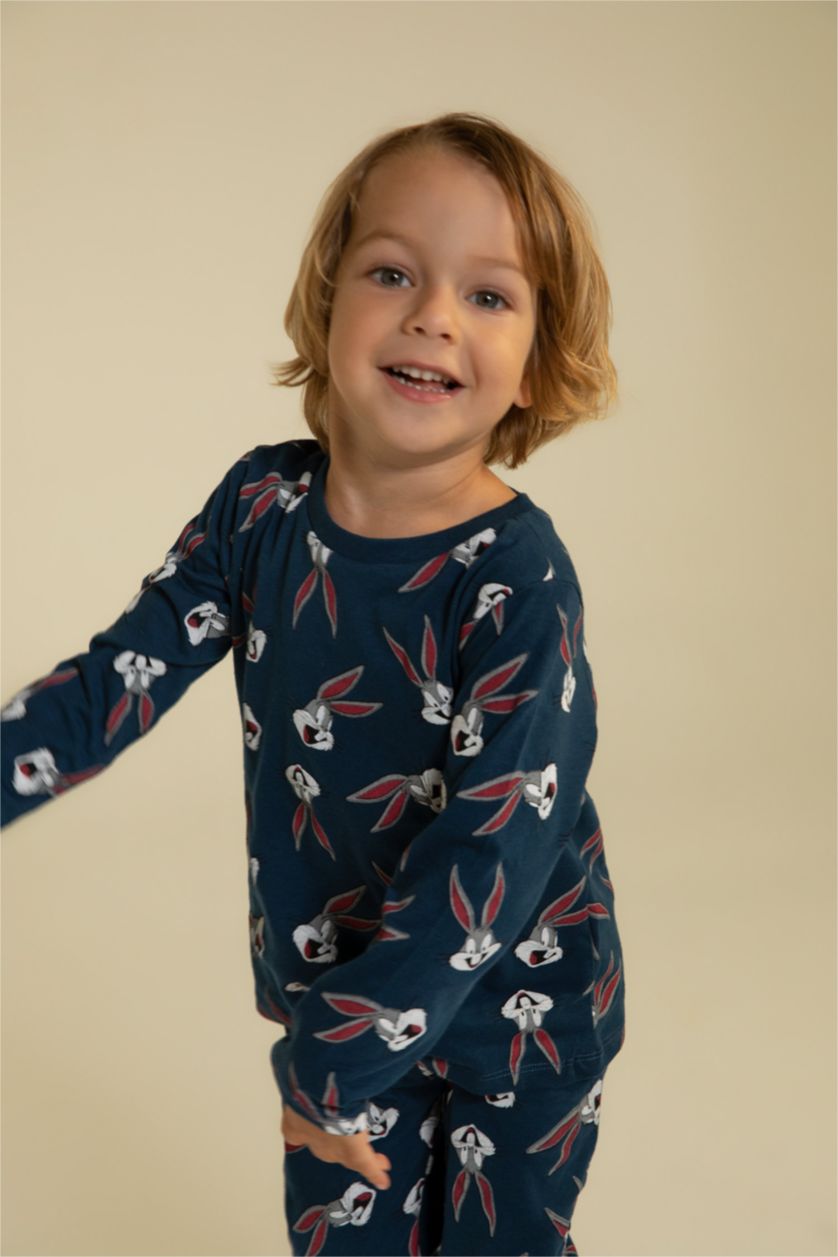 BÉBÉ GARÇON Bleu Foncé Pyjamas En Tricot Col Ras Du Cou Manche Longue 2 Looney Tunes BéBé Garçon