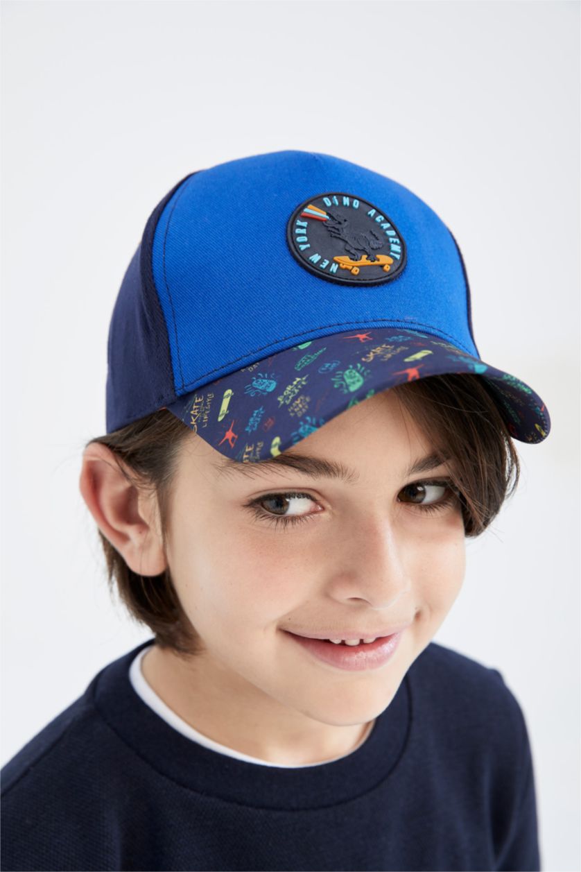 Boys & Teens Blue Boy Printed Cotton Cap Hat