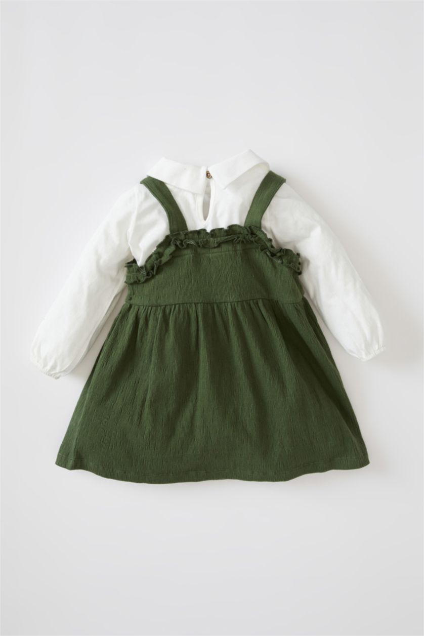 Green BABY GIRL Baby Girl Regular Fit Baby Collar Long Sleeve Shirt Dress  Suit 2675164 | DeFacto