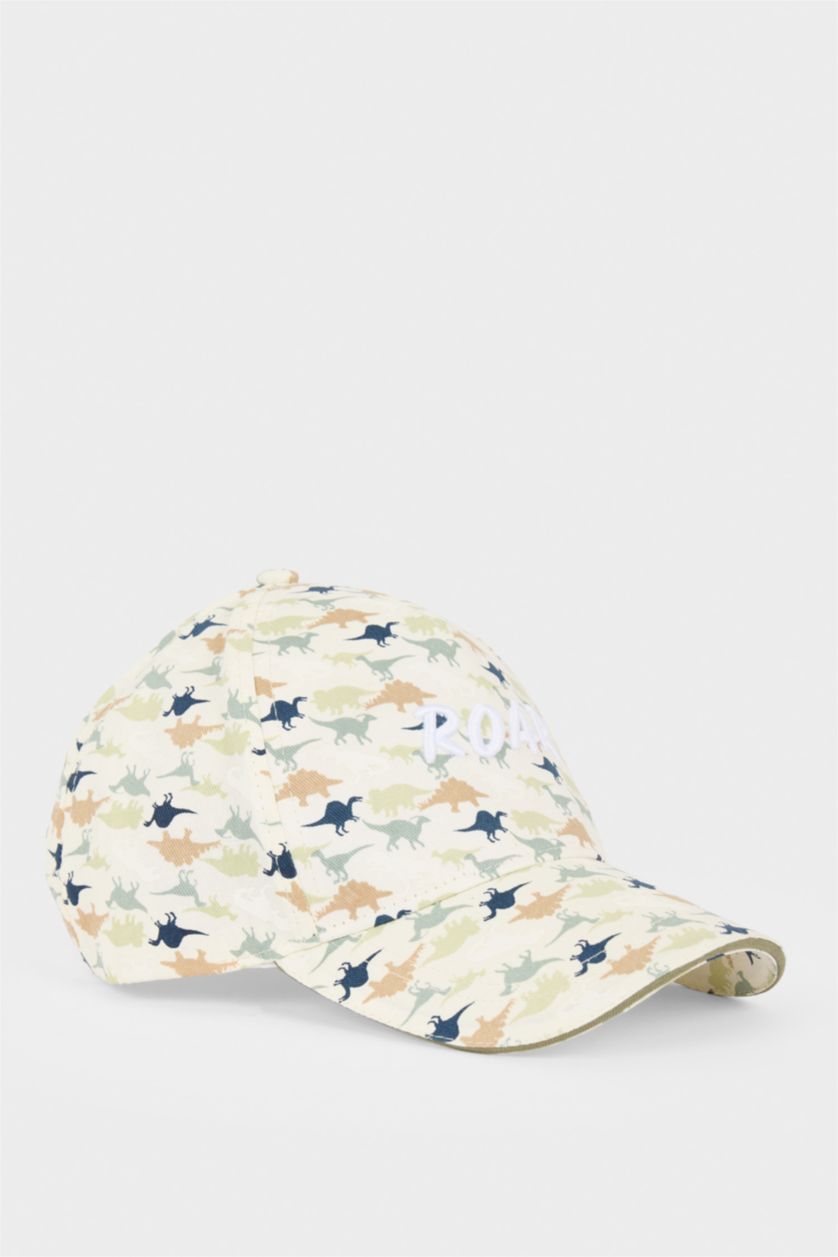 Erkek Çocuk - Genç Erkek Kum Dinazor Desenli Pamuklu Cap Şapka Erkek Çocuk