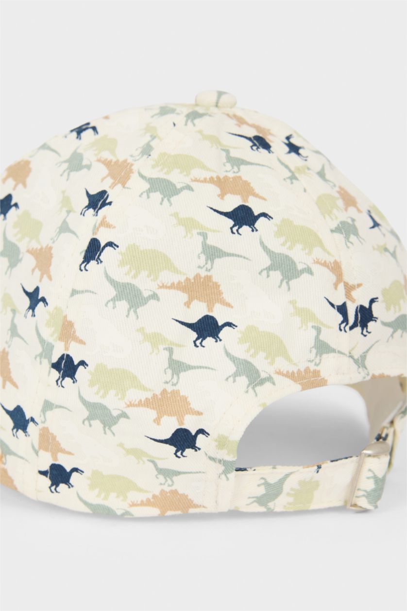 Erkek Çocuk - Genç Erkek Kum Dinazor Desenli Pamuklu Cap Şapka Erkek Çocuk