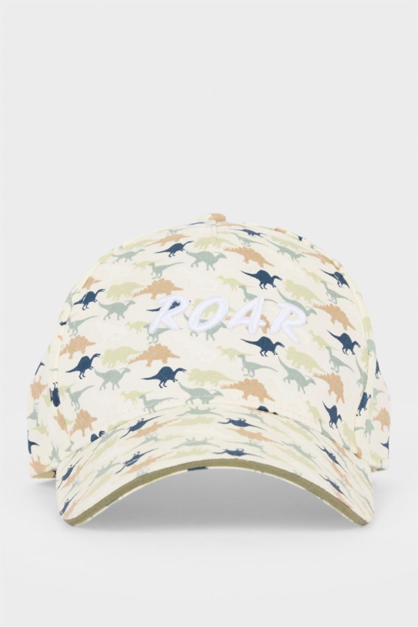Erkek Çocuk - Genç Erkek Kum Dinazor Desenli Pamuklu Cap Şapka Erkek Çocuk