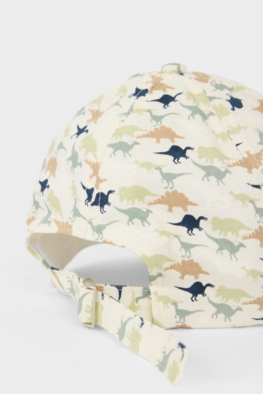 Erkek Çocuk - Genç Erkek Kum Dinazor Desenli Pamuklu Cap Şapka Erkek Çocuk