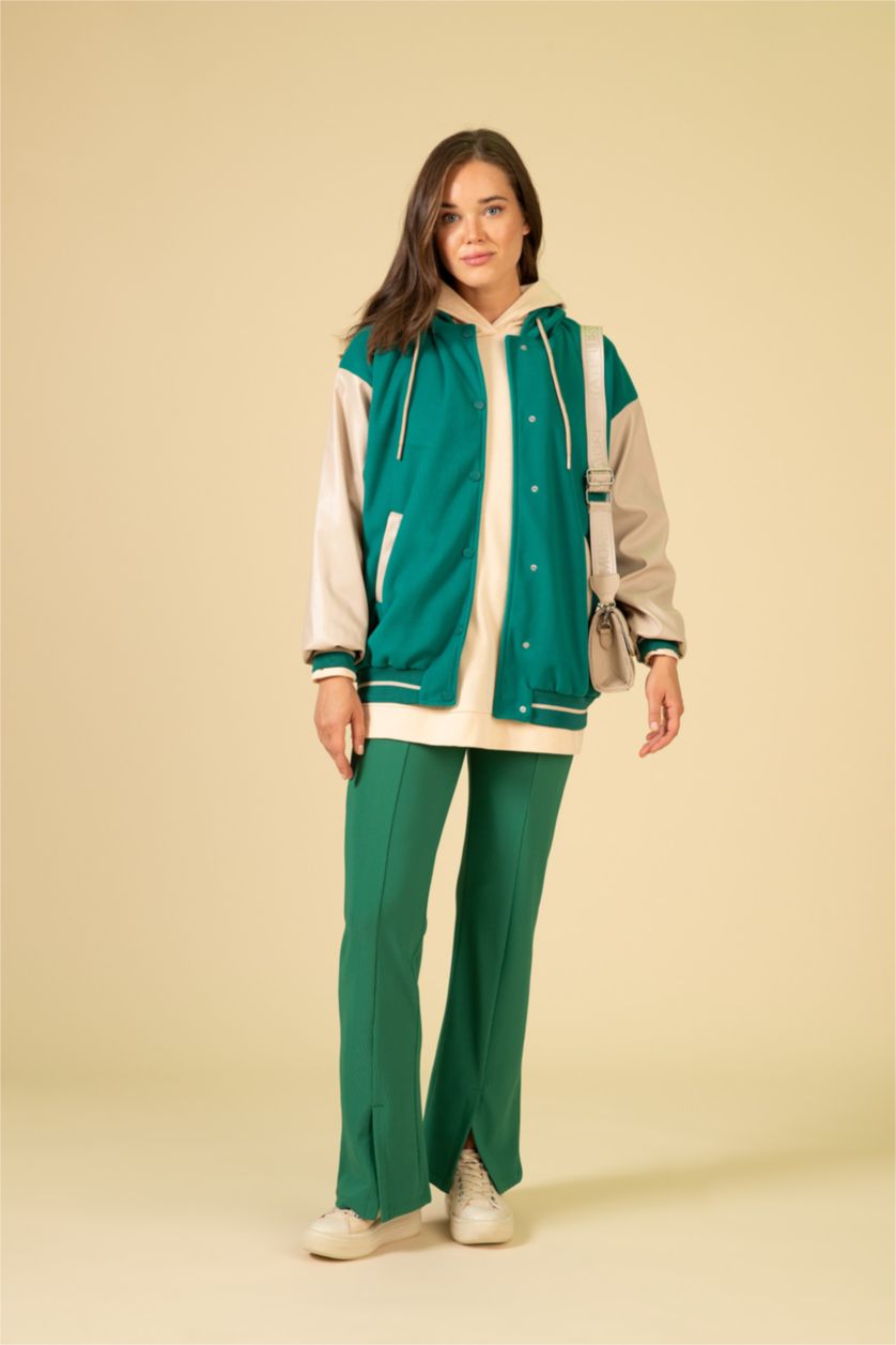 نساء أخضر بنطلون شارلستون مفصل بفتحة