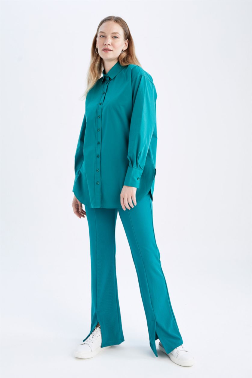 نساء أخضر بنطلون شارلستون مفصل بفتحة