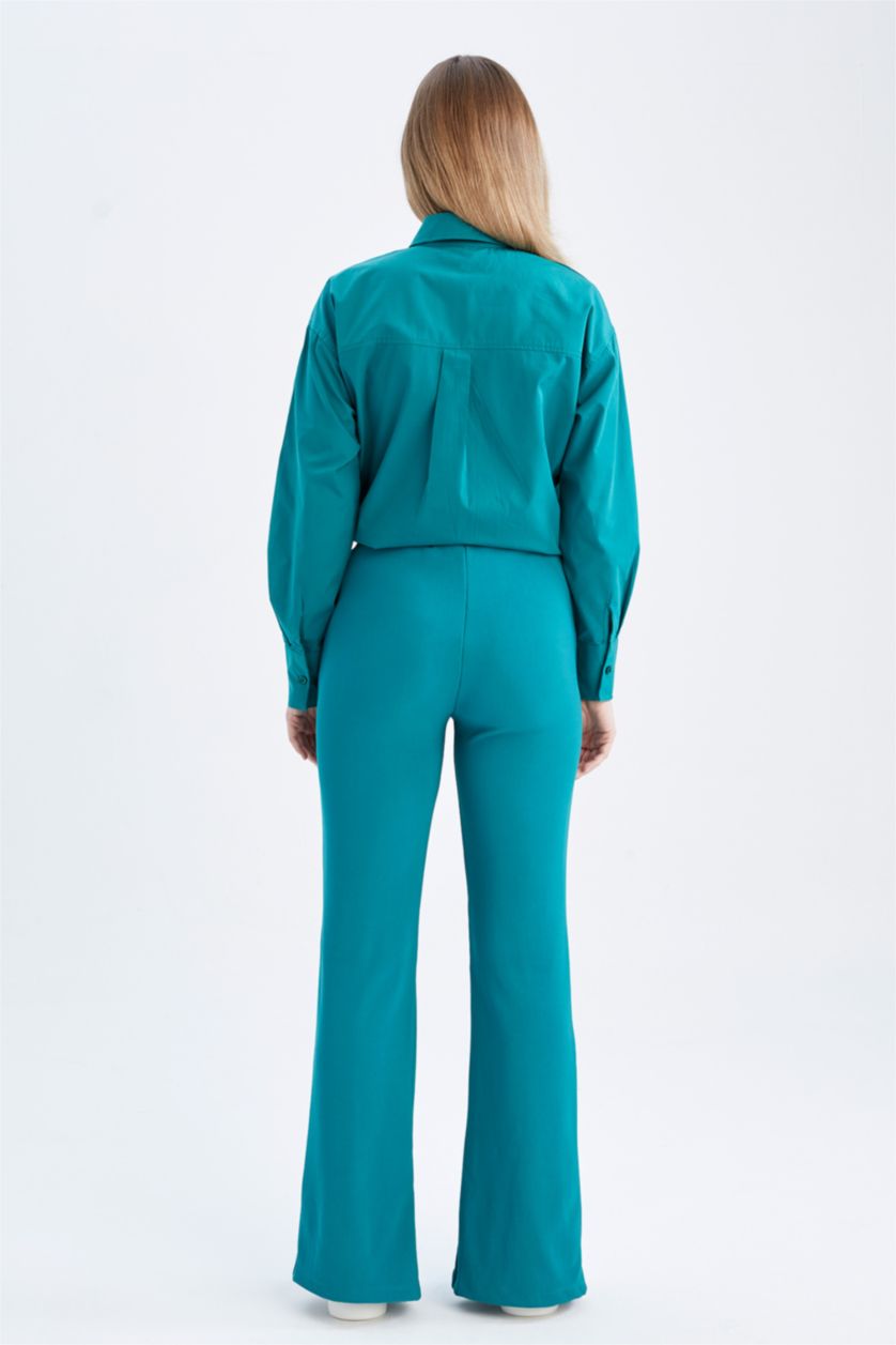 نساء أخضر بنطلون شارلستون مفصل بفتحة