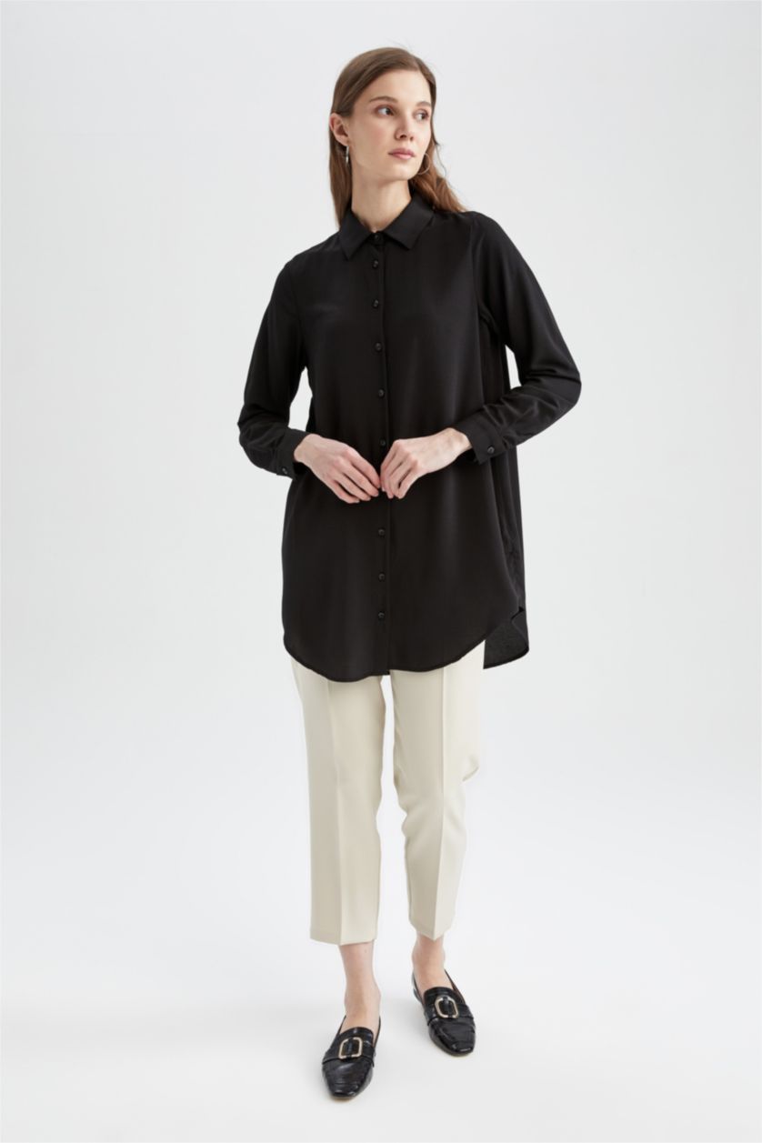 FEMME Beige Pantalon Long Coupe Carotte