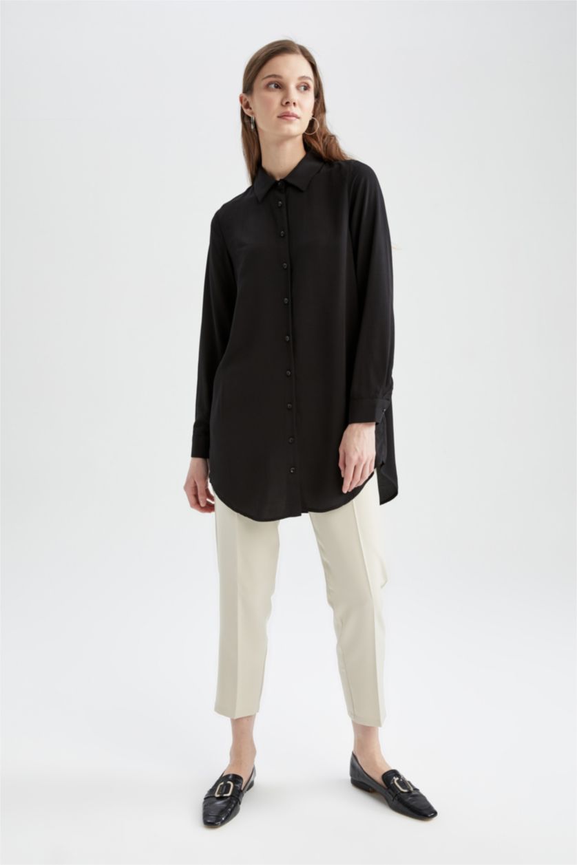 FEMME Beige Pantalon Long Coupe Carotte