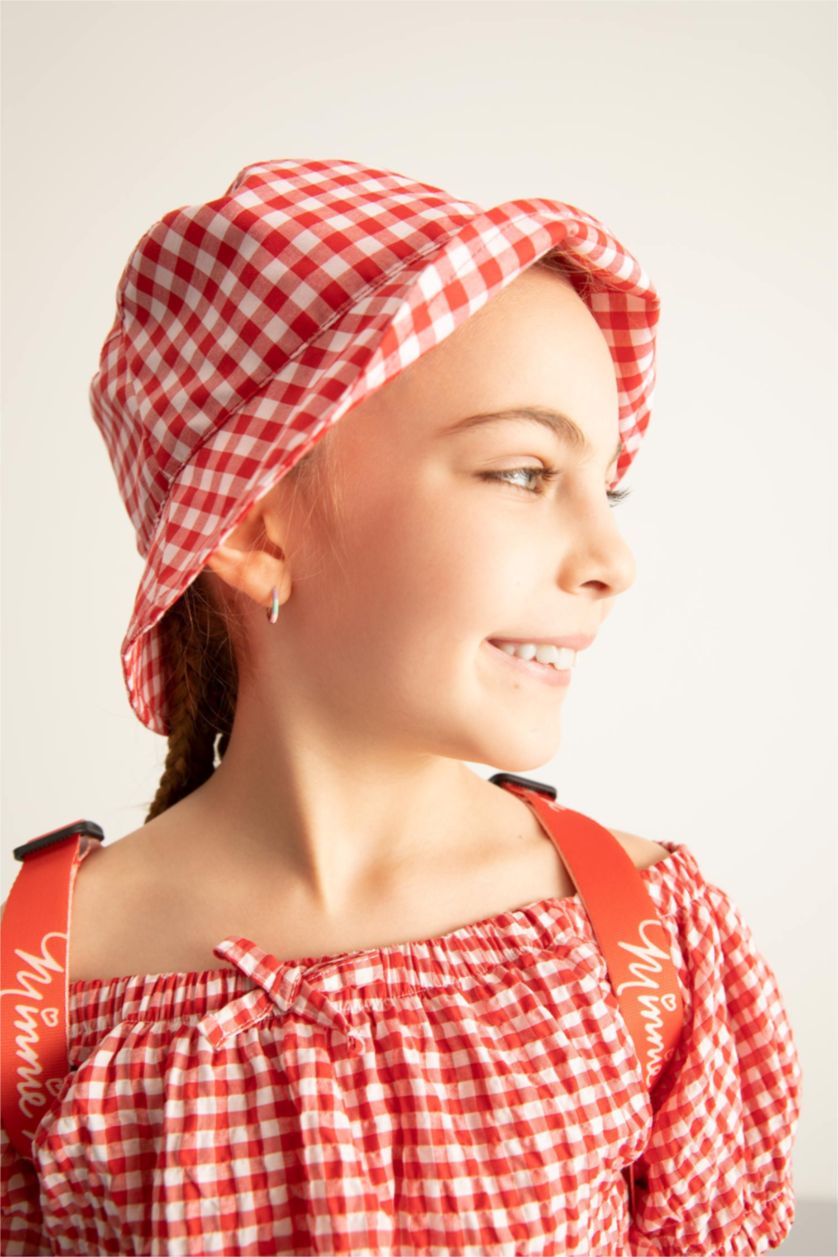 FILLES Rouge Chapeau Bob en coton Brodé pour fille