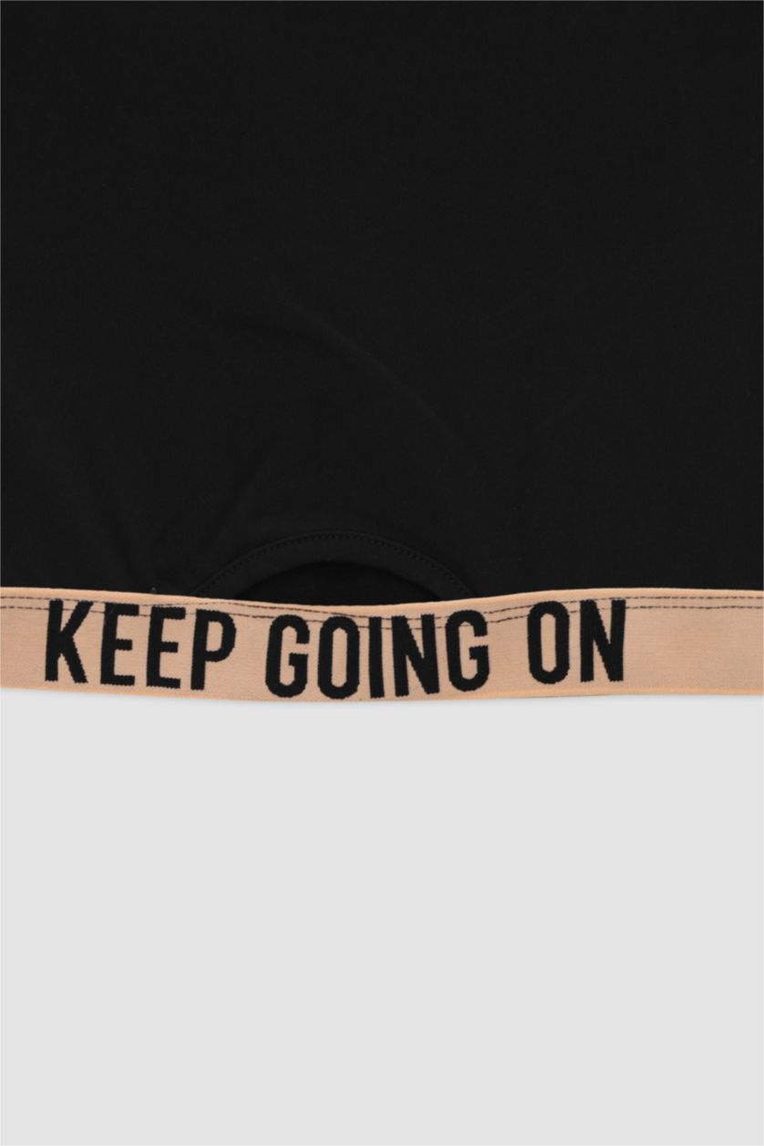 Girls & Teens Black Girl Halterneck Slogan Print Sports Bra