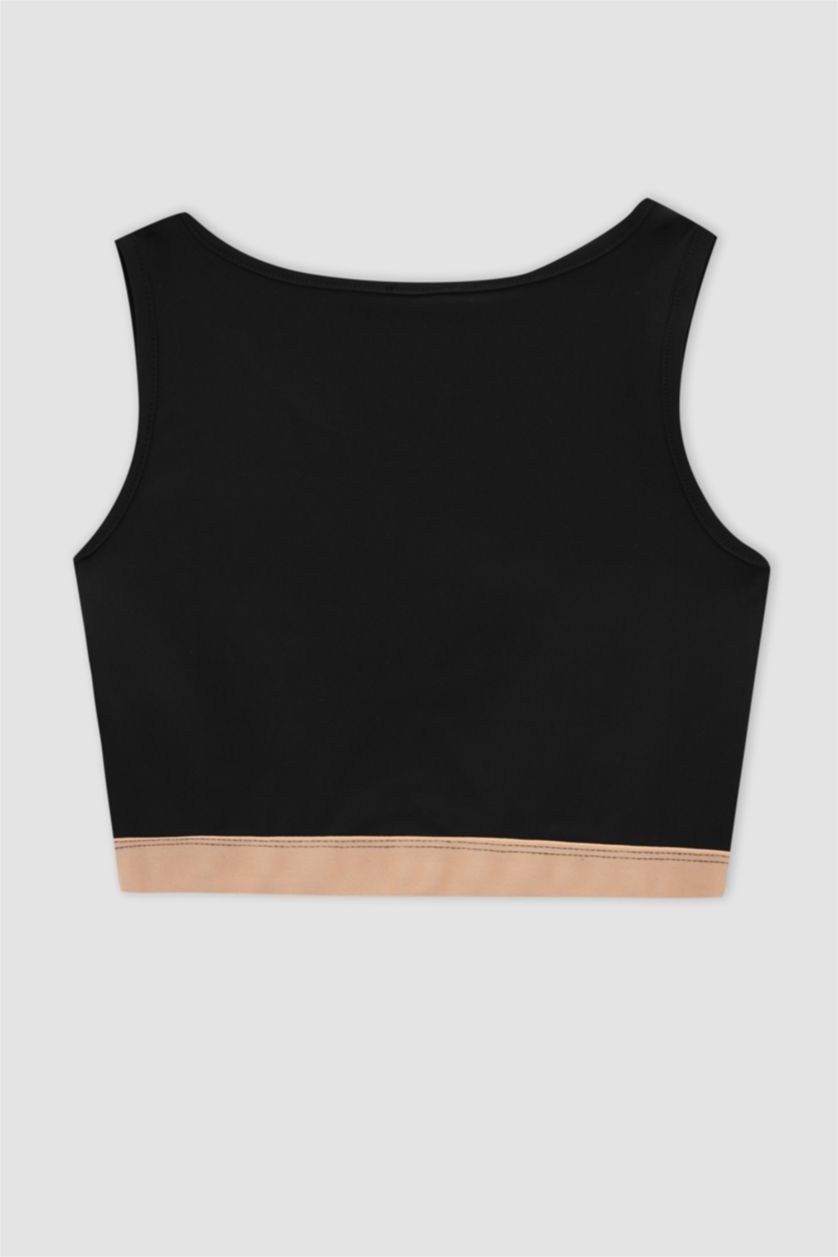 Girls & Teens Black Girl Halterneck Slogan Print Sports Bra