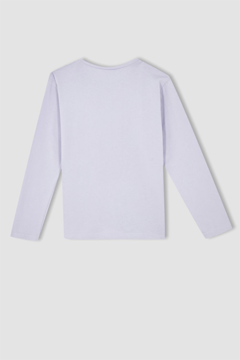 بنات أرجواني فاتح تيشيرت قطني بأكمام طويلة ورقبة دائرية مرخص من ميكي وميني ماوس للبنات