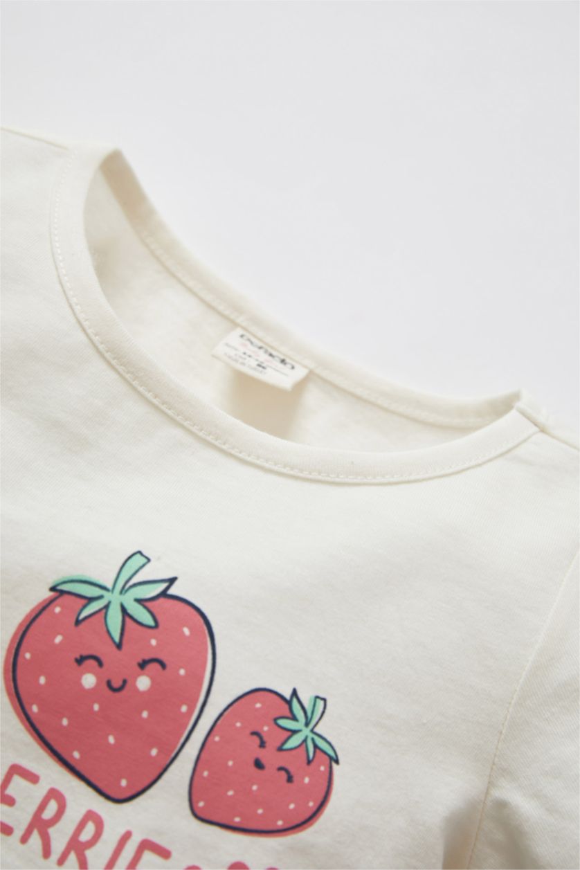 BABY GIRL Light Pink Short Sleeve Strawberry Printed Pyjama Set