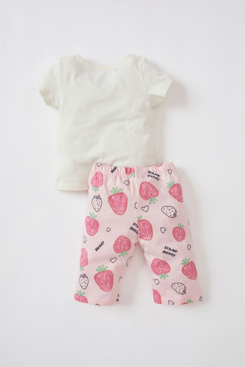 BABY GIRL Light Pink Short Sleeve Strawberry Printed Pyjama Set