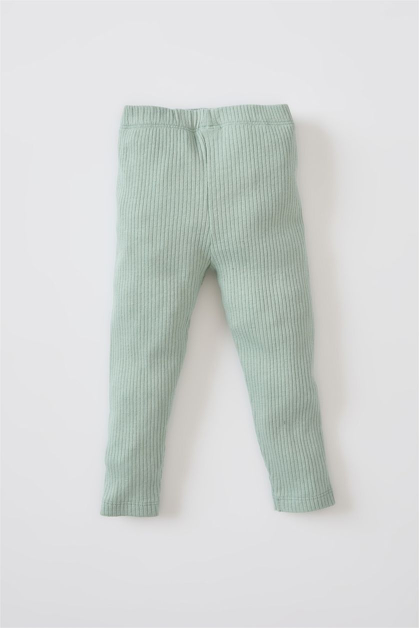 طفلة صغيرة أخضر طقم بيجاما بناتي قطن عضوي كم طويل وياقة دائرية مضلع - قطعتين