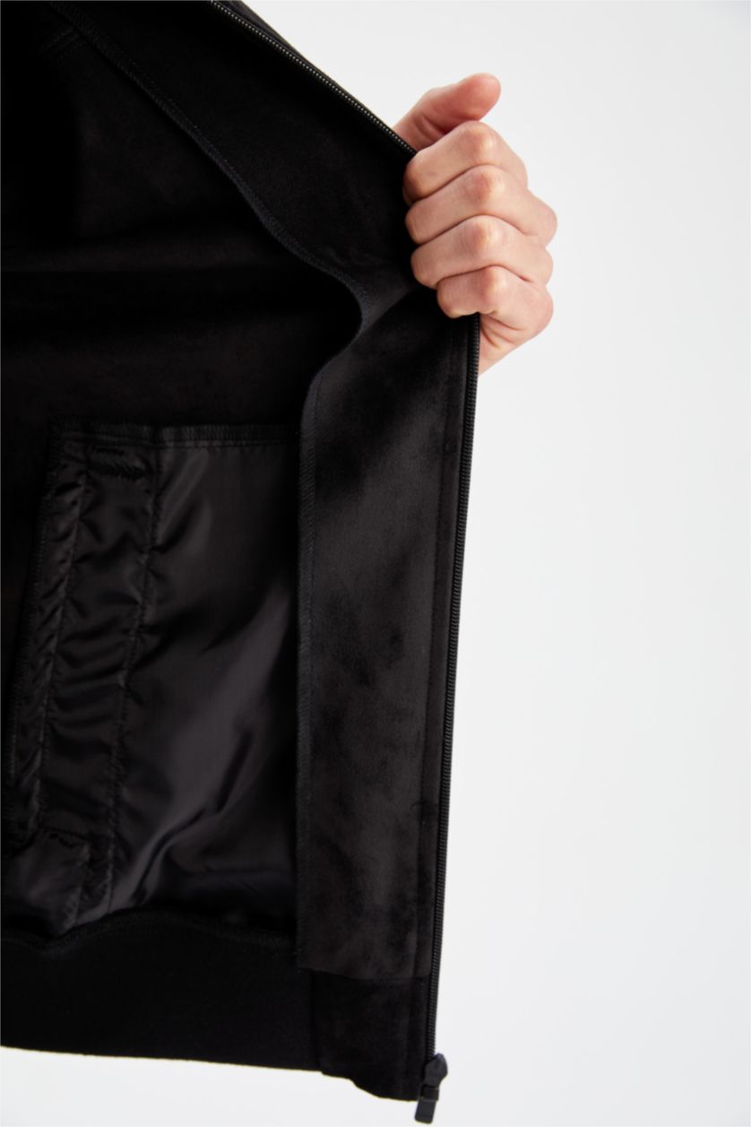 Мужчины Черный Куртка приталенного кроя из замши для мужчин