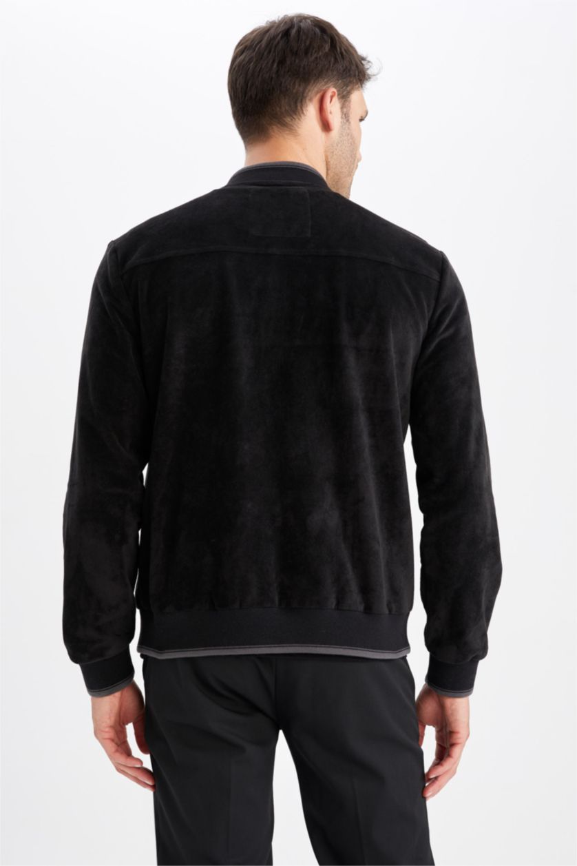 Мужчины Черный Куртка приталенного кроя из замши для мужчин