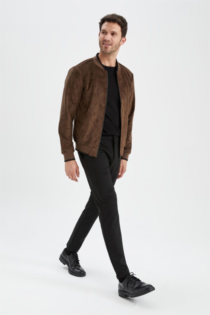 Мужчины Коричневый Куртка приталенного кроя из замши для мужчин