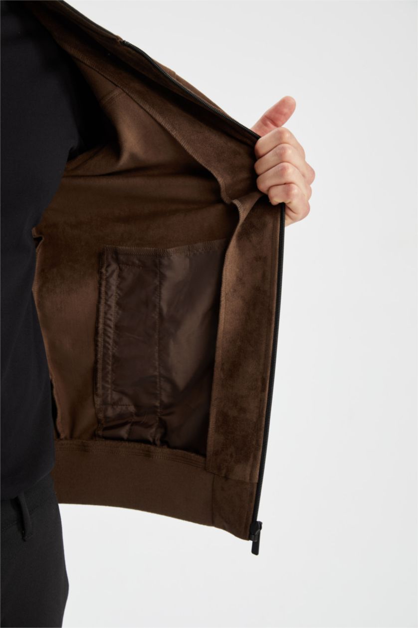 Мужчины Коричневый Куртка приталенного кроя из замши для мужчин