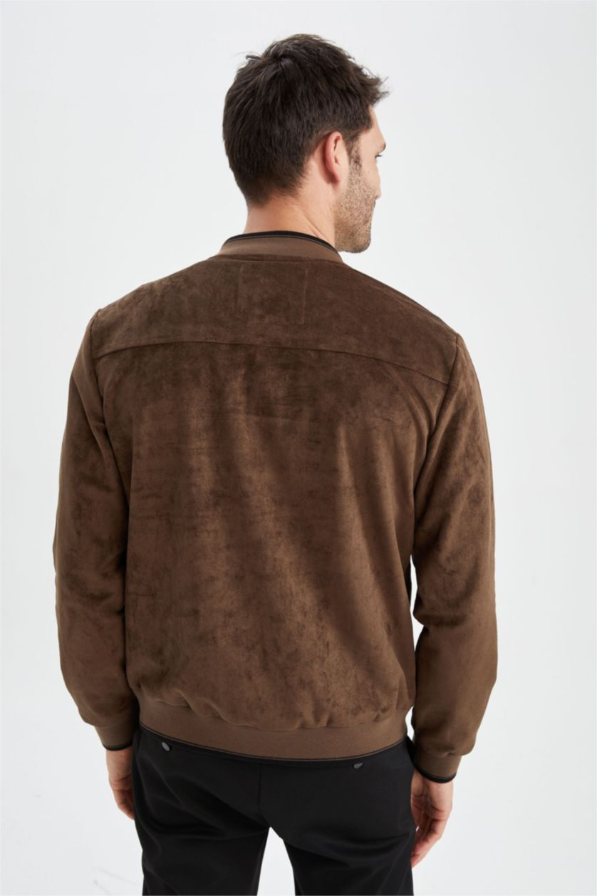 Мужчины Коричневый Куртка приталенного кроя из замши для мужчин
