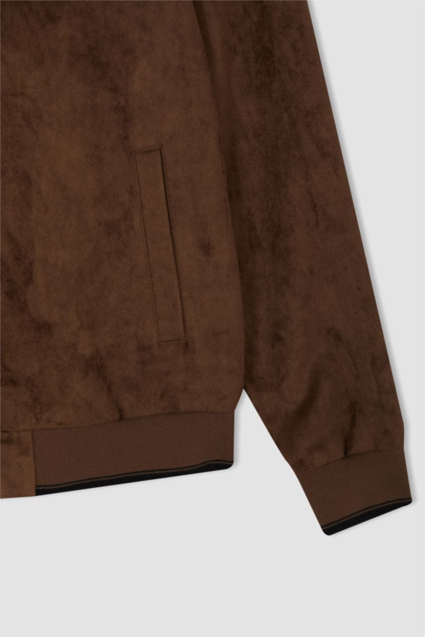 Мужчины Коричневый Куртка приталенного кроя из замши для мужчин