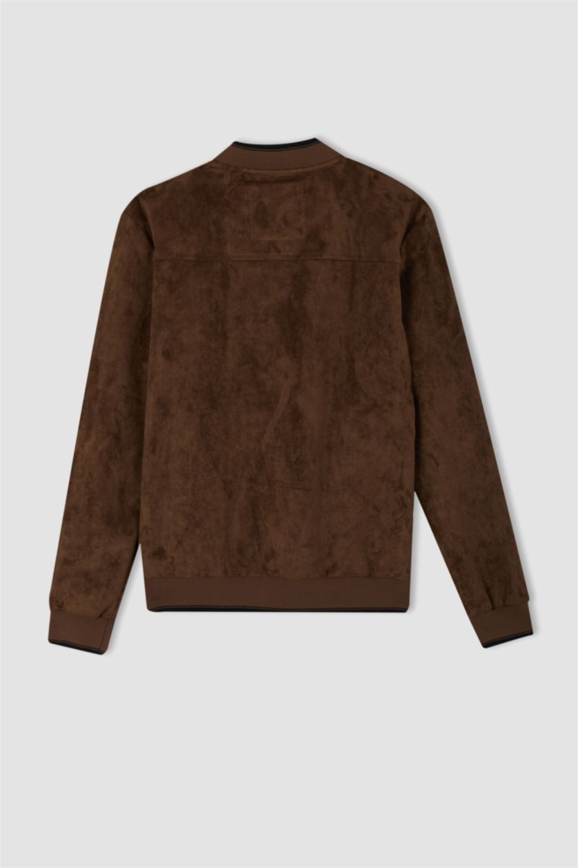 Мужчины Коричневый Куртка приталенного кроя из замши для мужчин