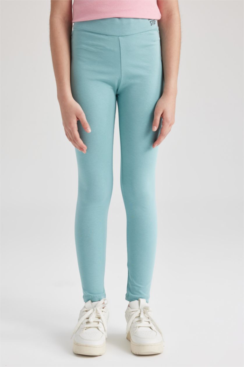 GIRLS & TEENS Blue Girl Slim Fit Printed Ankle Leggings