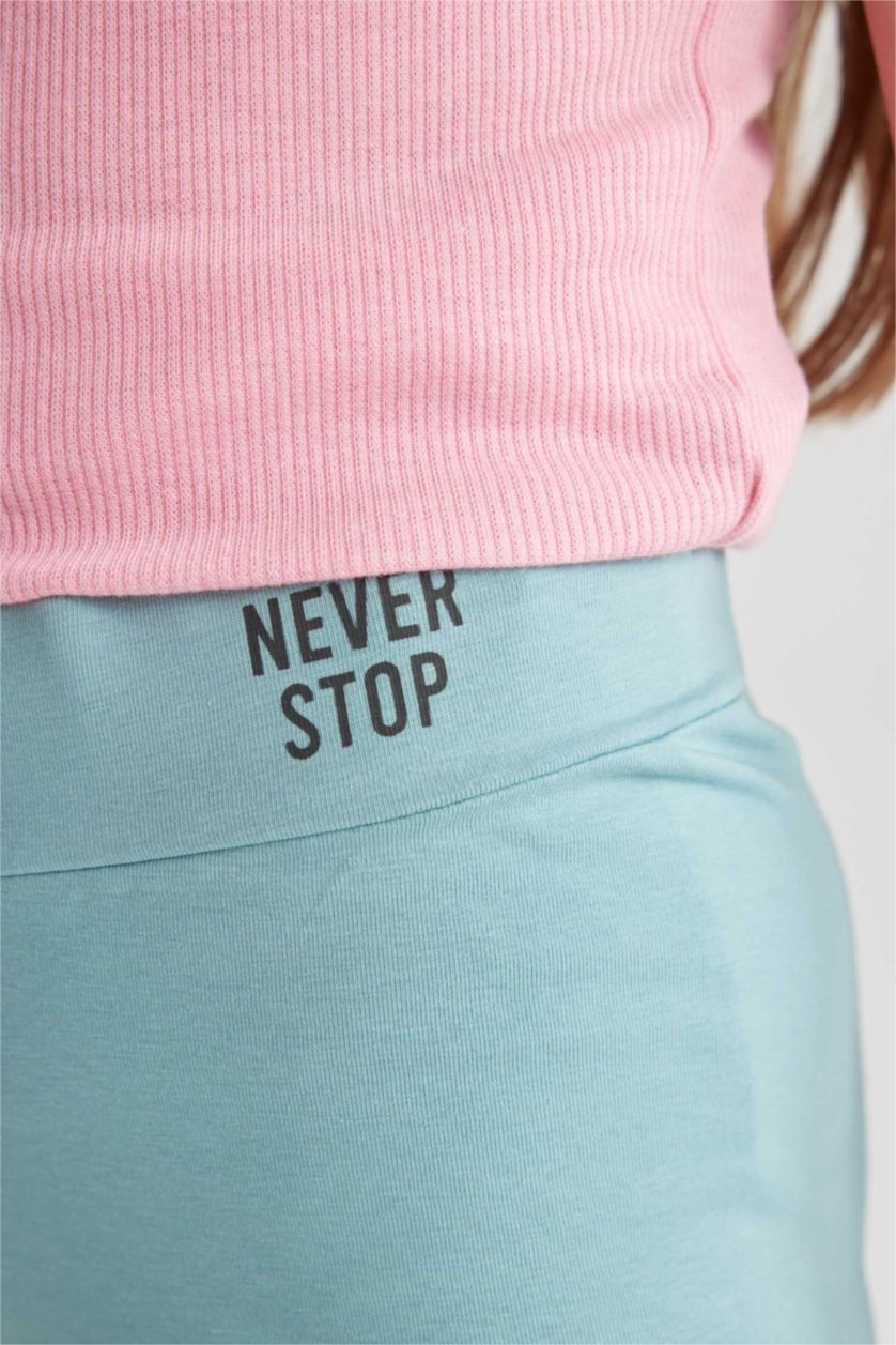 GIRLS & TEENS Blue Girl Slim Fit Printed Ankle Leggings