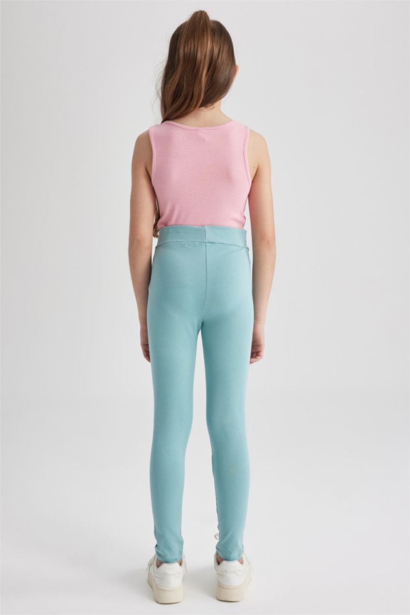 GIRLS & TEENS Blue Girl Slim Fit Printed Ankle Leggings