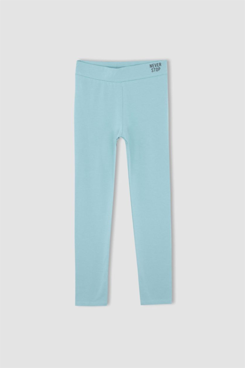 GIRLS & TEENS Blue Girl Slim Fit Printed Ankle Leggings