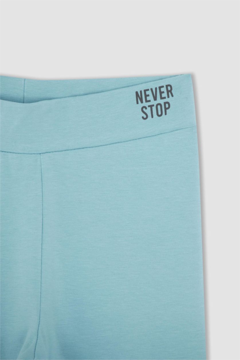 GIRLS & TEENS Blue Girl Slim Fit Printed Ankle Leggings