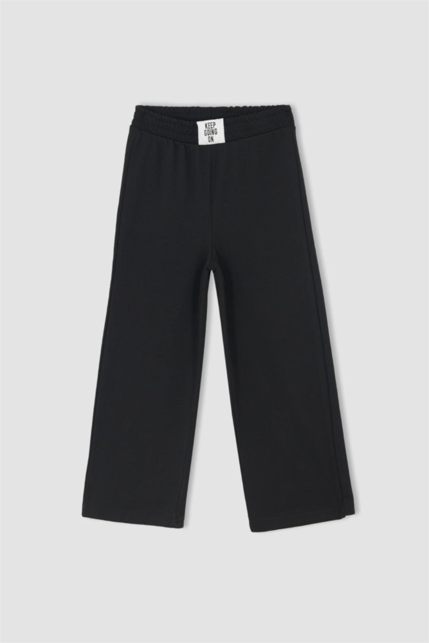 FILLES Noir Ensemble de bas de survêtement à jambes larges pour fille