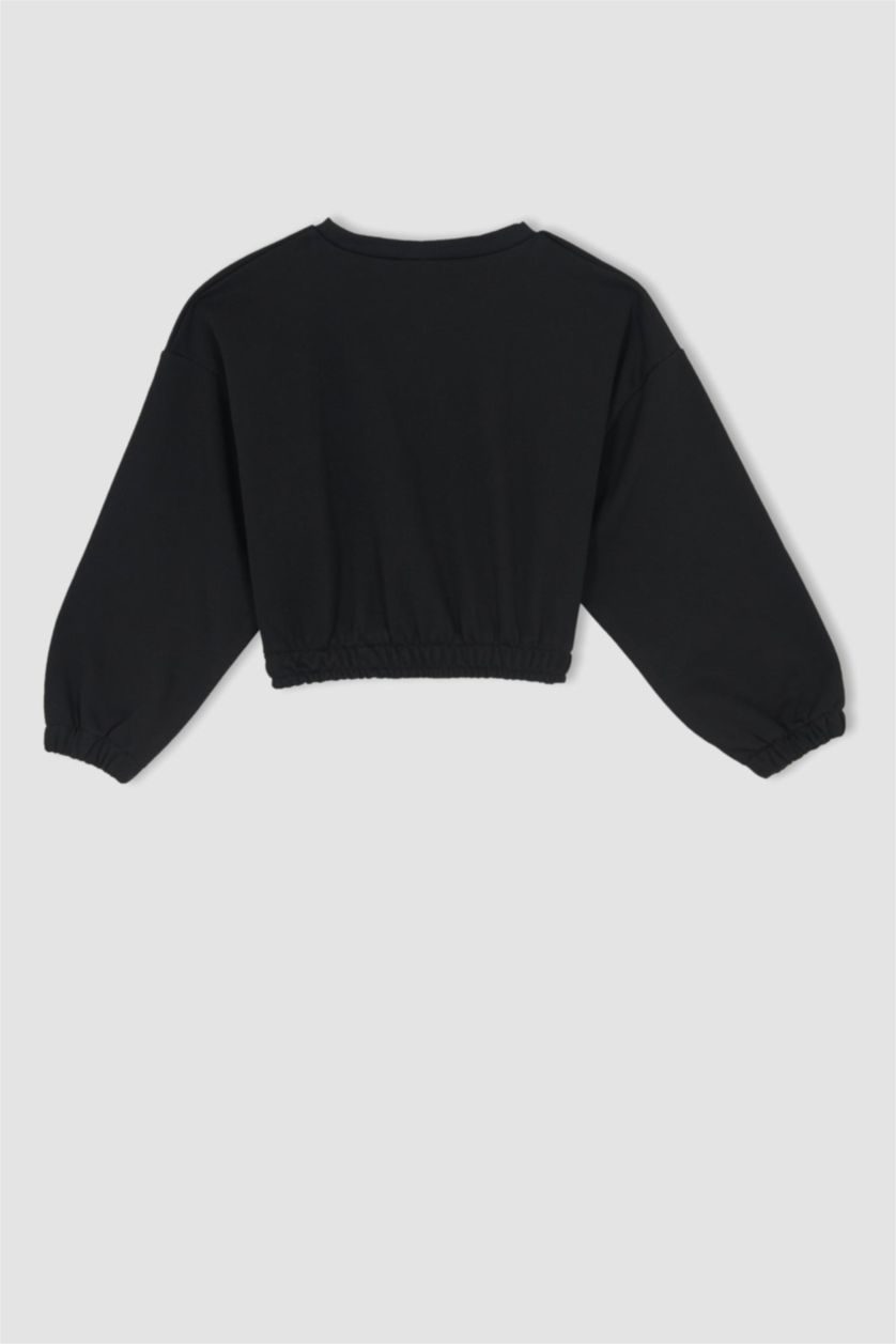 FILLES Noir Ensemble de bas de survêtement à jambes larges pour fille