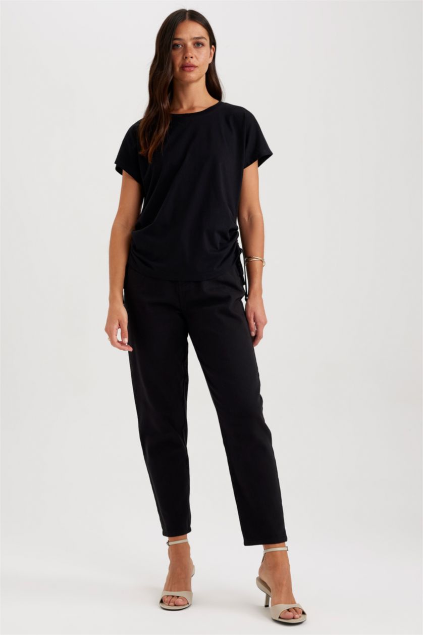WOMAN Black Regular Fit Short Sleeve T-Shirt