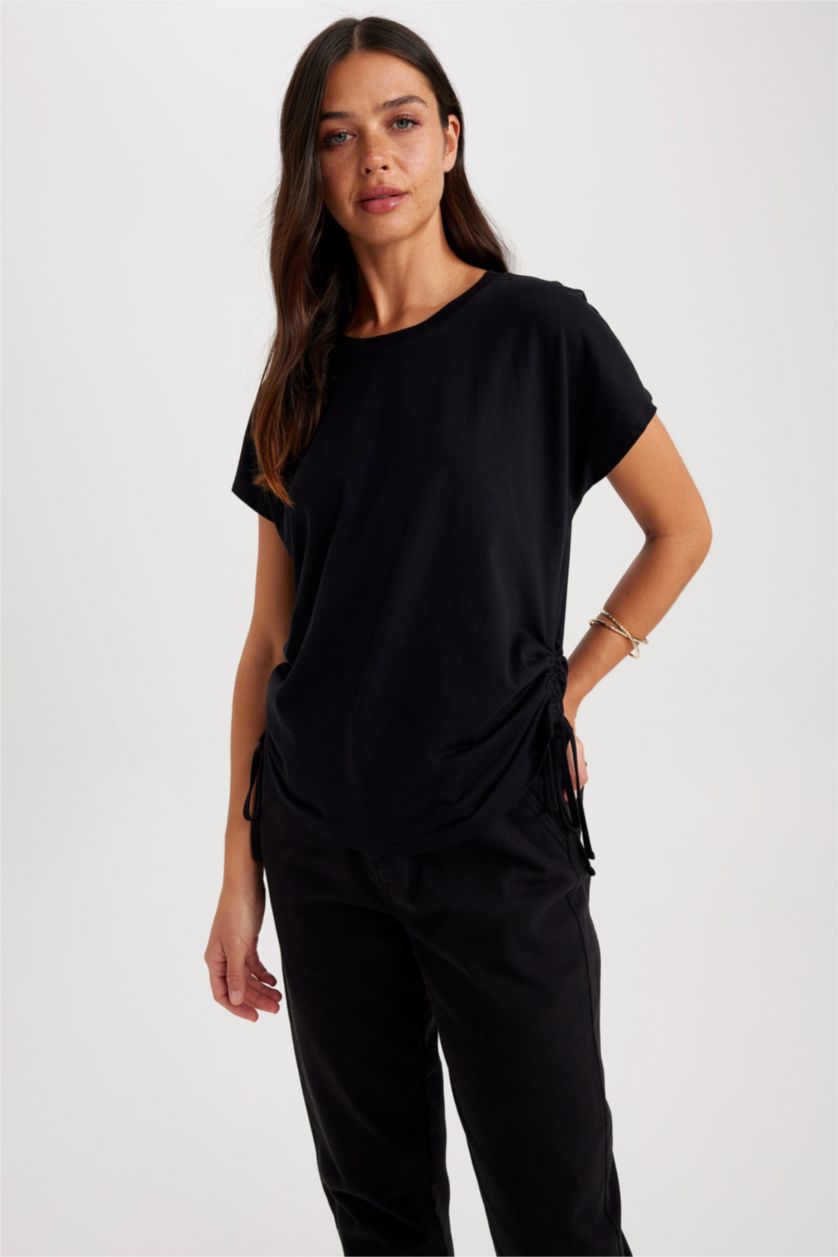 WOMAN Black Regular Fit Short Sleeve T-Shirt