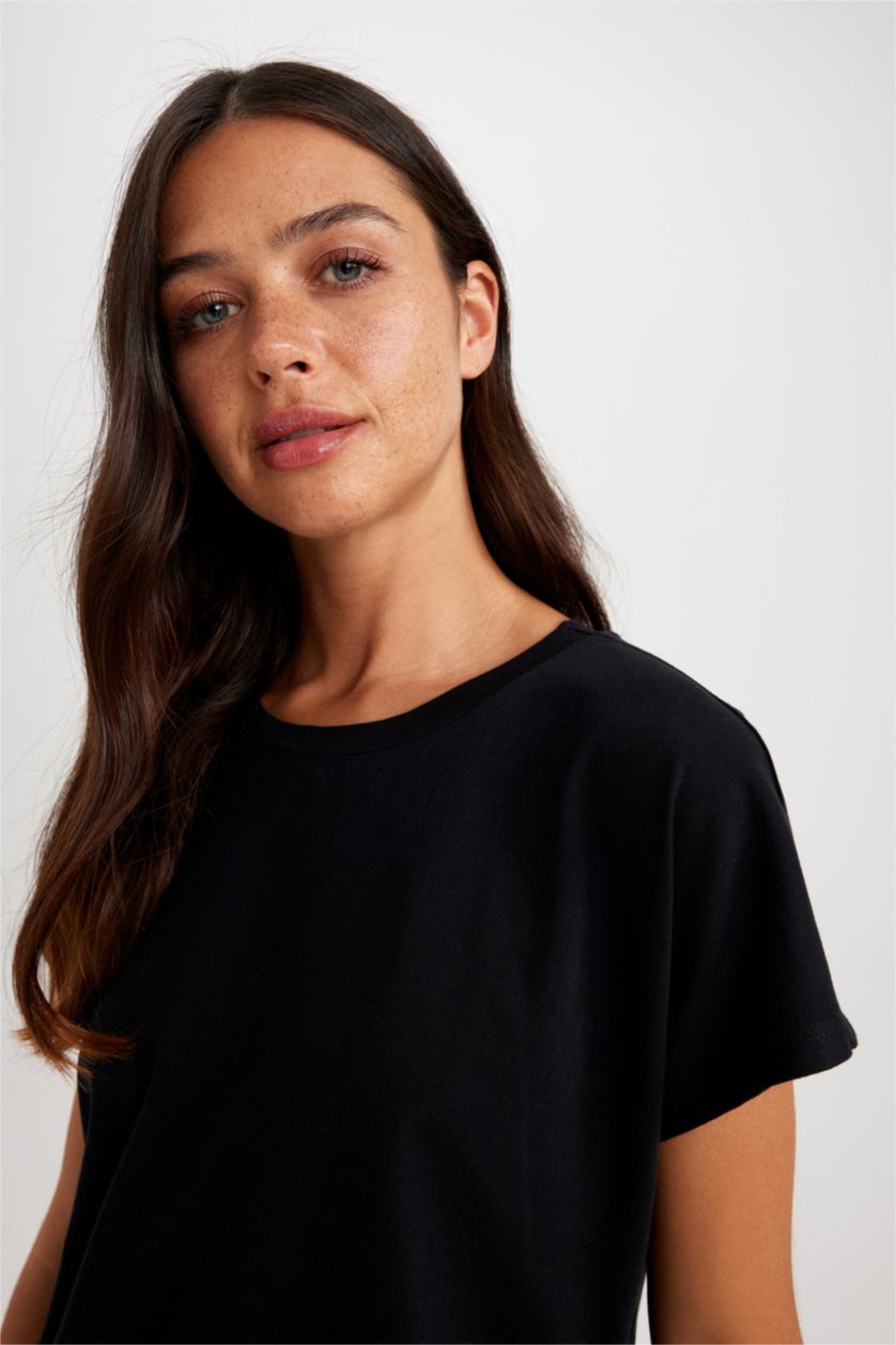 WOMAN Black Regular Fit Short Sleeve T-Shirt