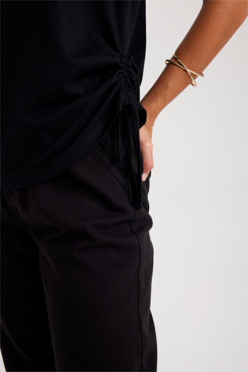 WOMAN Black Regular Fit Short Sleeve T-Shirt