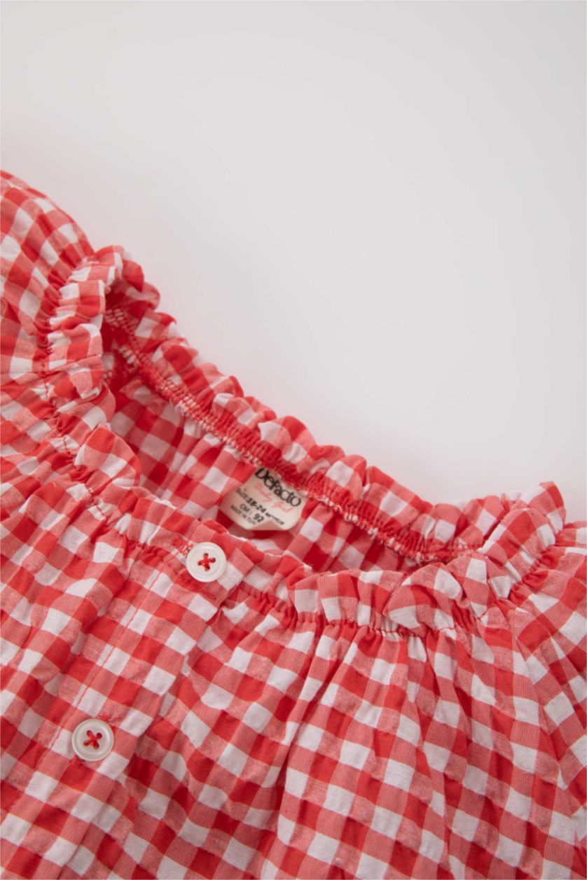 طفلة صغيرة أحمر فاتح قميص أطفال بناتي بقصة عادية نص كم من قماش قطن