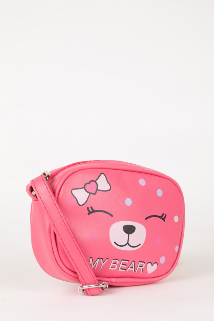GIRLS & TEENS Pink Girl Teddy Bear Patterned Shoulder Bag