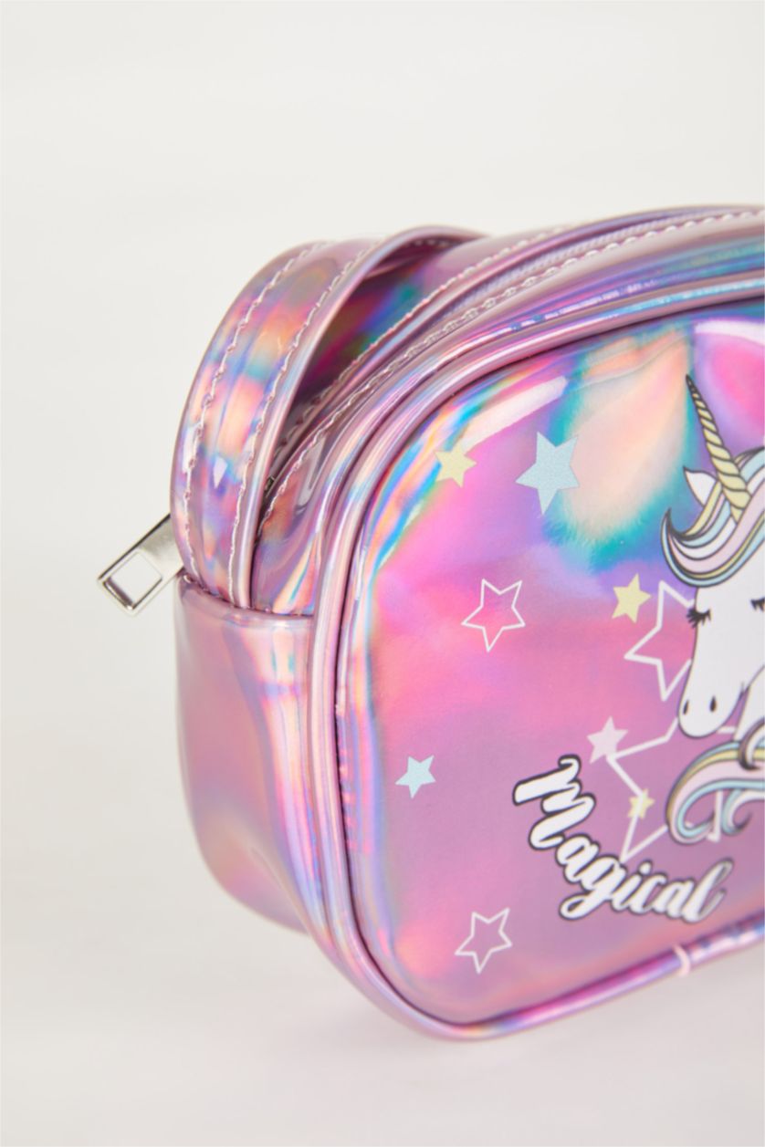 بناتي أرجواني شنطة كتف كبيرة بناتي بطبعة يونيكورن