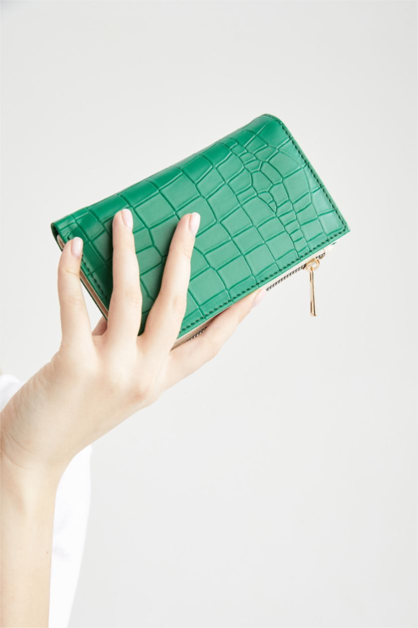 نساء أخضر محفظة جلد التمساح النسائية