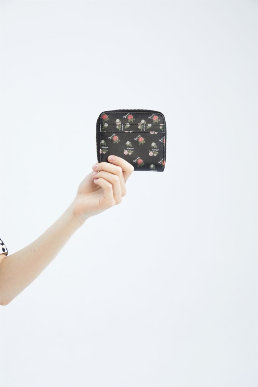 FEMME Noir Portefeuille femme en similicuir motif rose