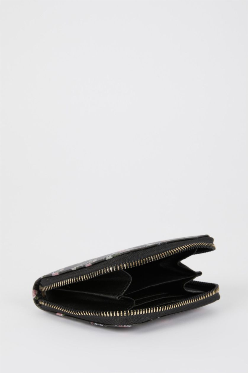 FEMME Noir Portefeuille femme en similicuir motif rose