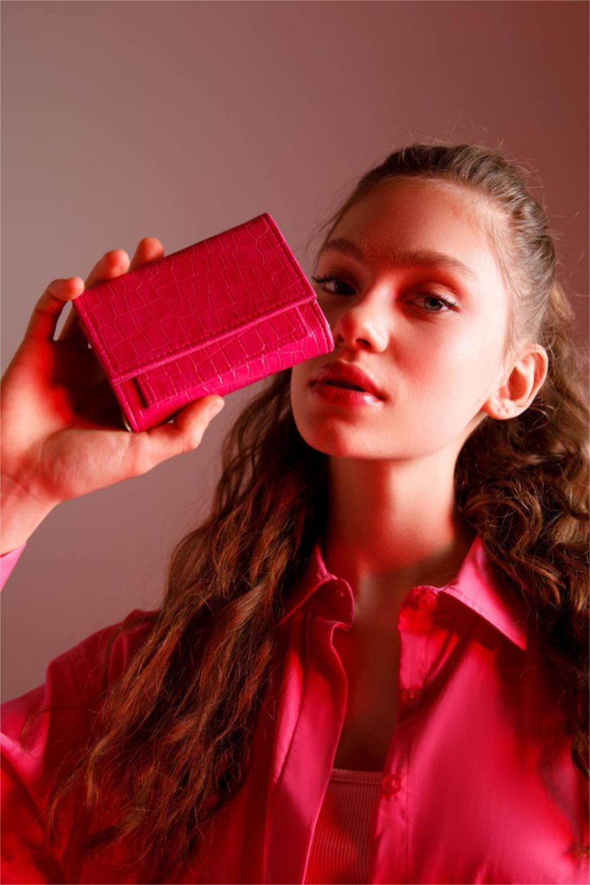 Kadın Fuşya Kadın Suni Deri Croco Cüzdan