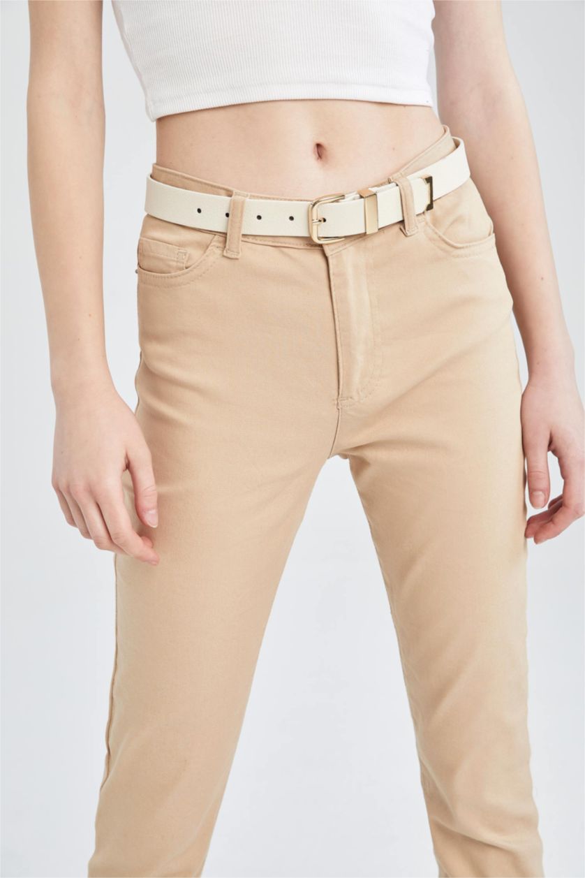 Kadın Nude Kadın Dikdörtgen Toka Suni Deri Kemer