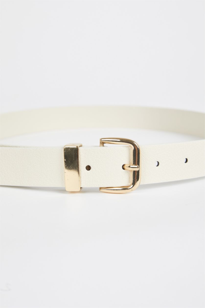 Kadın Nude Kadın Dikdörtgen Toka Suni Deri Kemer